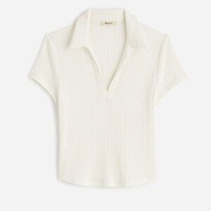 Madewell Ribbed V-Neck Polo Tee – Lighthouse – Size Medium